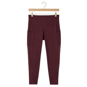 Athleta Vitality Stash Pocket 7/8 Tights Small Antique Burgundy Powervita Mesh